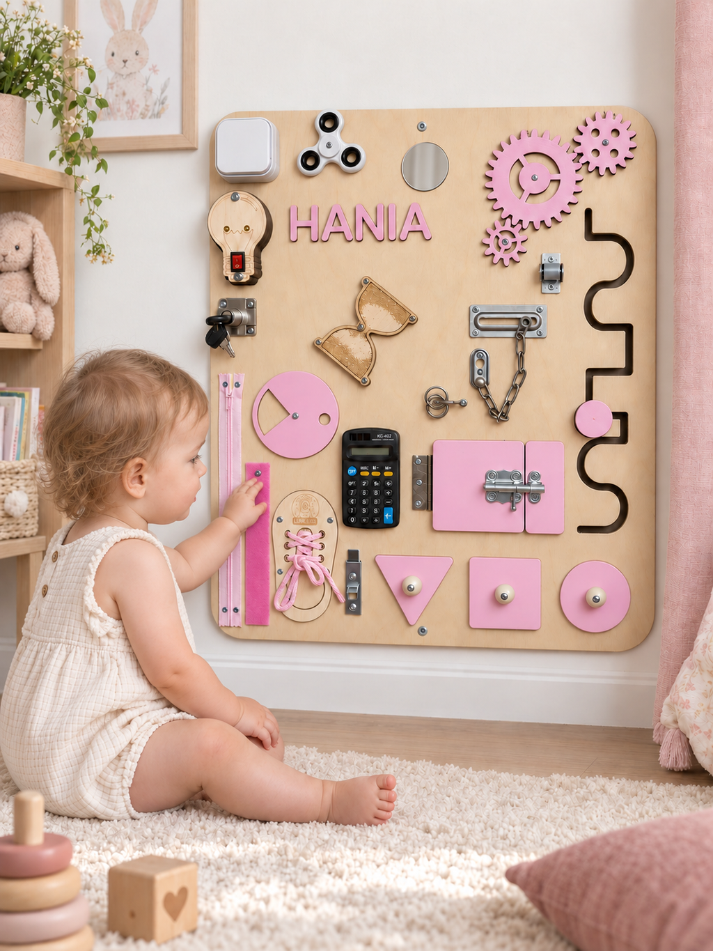 Tavola manipolativa Montessori con personalizzazione.